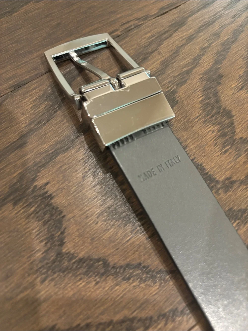 Armani Exchange Black Belt with Silver Buckle